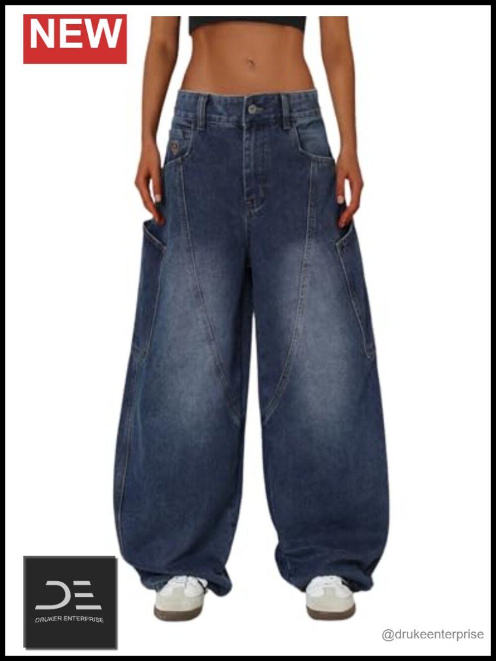 Oversized Wide Leg Barrel Jeans Y2K Hip Hop Streetwear Denim Pants with Big